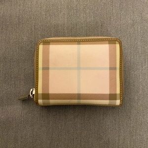 Burberry leather wallet - pink plaid - early 2000s